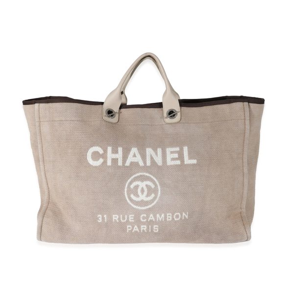 Chanel Beige Canvas Large Deauville Tote - Picture 1 of 8